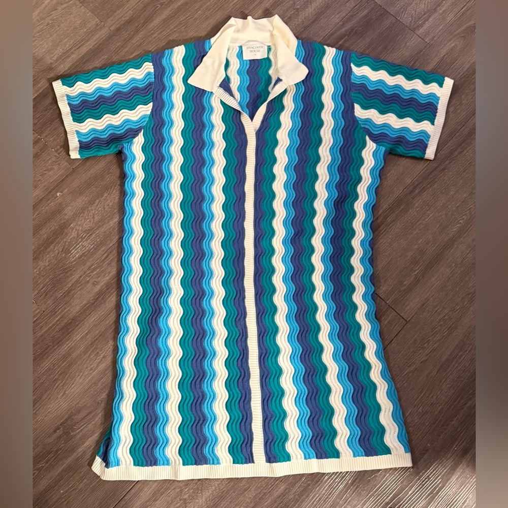 Tuckernuck Hyacinth House Aqua Wavy Sammie Mini Dress Size XL - Picture 2 of 5